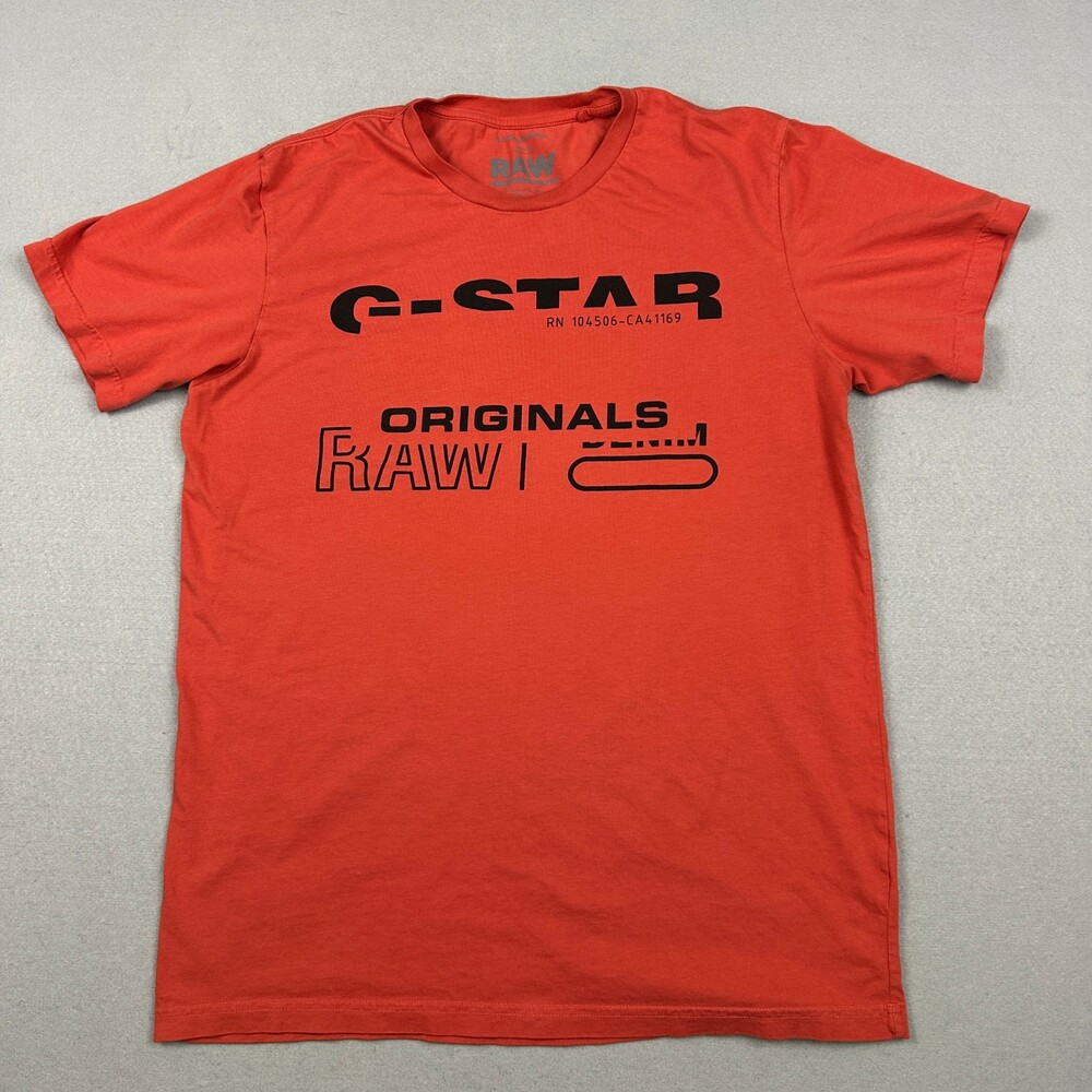 G-Star Raw Shirt Men Medium Orange Originals Graphic Tee Short Sleeve M